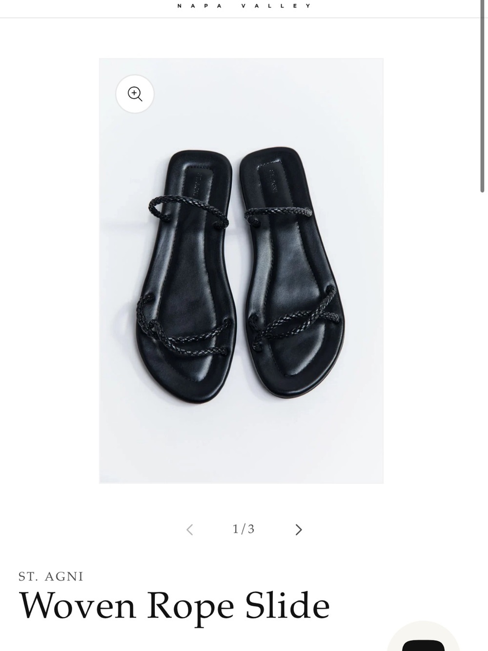 St. Agni Black Braided Rope Slide Sandals 36 Like New